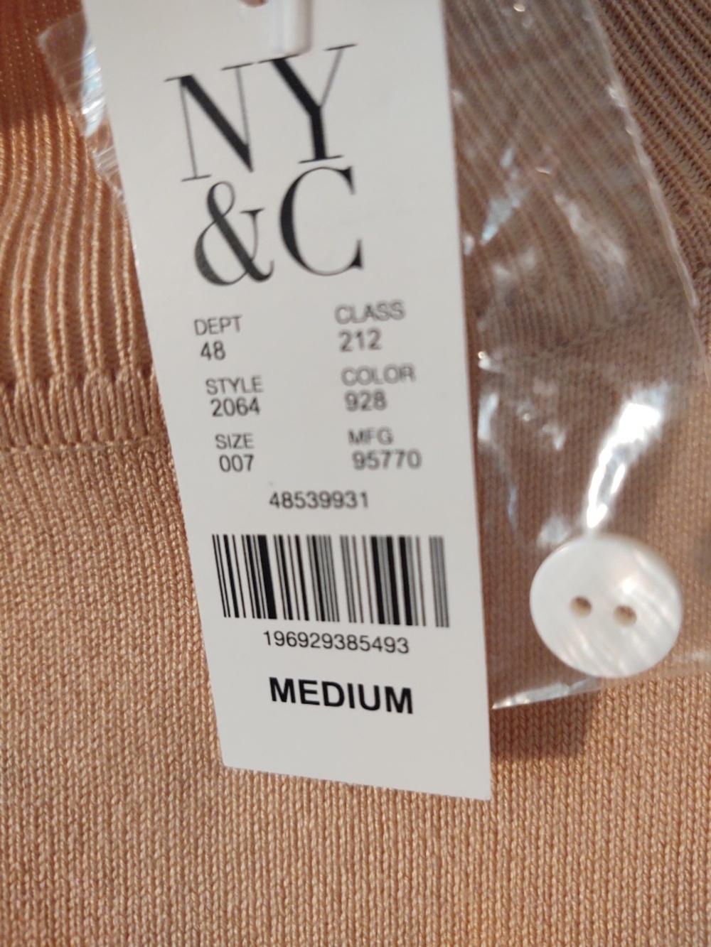 NYT NY&C Medium Peach with Black Detailing Sheer Sleeves Mock Turtleneck Sweater - Picture 7 of 7